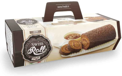 Рулет Freddi™ Свисс Ролл бисквитный с шоколадной начинкой и шоколадной крошкой 300г.