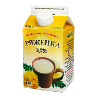 Ряженка, Шекнснинский маслозавод 3,5%, 470г Вологда