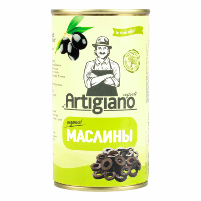Маслины АРТИЖАНО резаные 345г ж/б