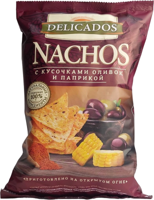 Чипсы кукурузные Начос с кусочками оливок и паприкой 150гр