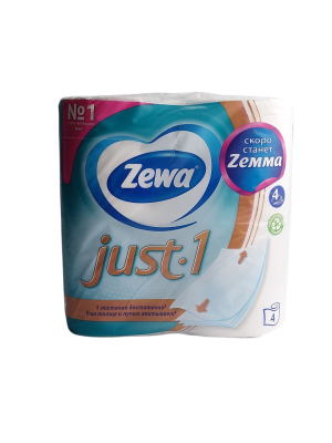 Туалетная бумага ЗЕВА Джаст1,  4 слоя 4 рулона