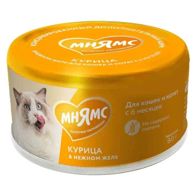 Лакомство для кошек Мнямс Курица в нежном желе с 6 месяцев 80г