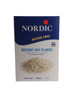Хлопья НОРДИК овсяные БП 1мин из цельного зерна без глютена 500г