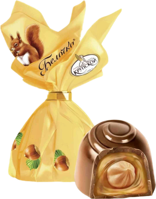 Конфеты Белочка с цельным лесным орехом, вес ф-ка им, Крупской