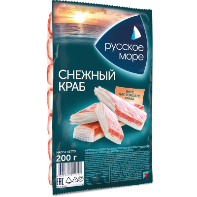 Крабовые палочки Снежный краб, охлажденные, Русское море 200г в/у