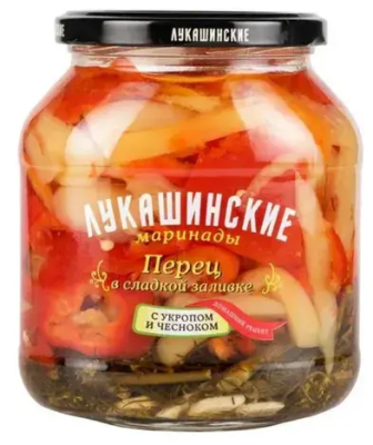 Перец ЛУКАШИНСКИЕ в сладкой заливке с укропом и чесноком 340г