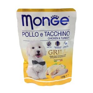Влажный корм Monge Dog Grill для собак с курицей и индейкой, паучи 100 г