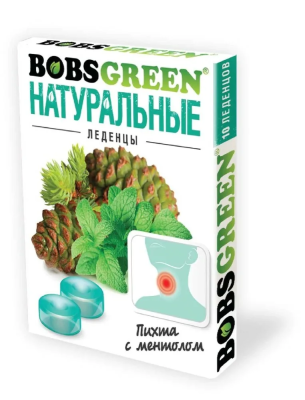 Карамель леденцы пихта с ментолом 32г Bobsgreen