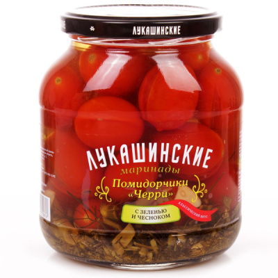 Помидорчики Черри Лукашинские марин.с зел.и чесн. 670 г