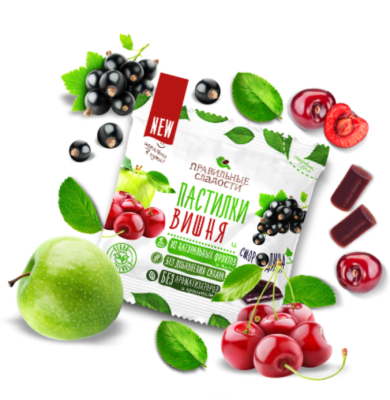 Пастилки Вишня и Смородина, 70гр, Правильные сладости