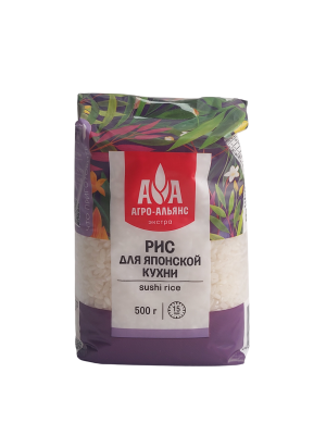 Рис АГРОАЛЬЯНС ЭКСТРА круглозёрный для японской кухни 500г