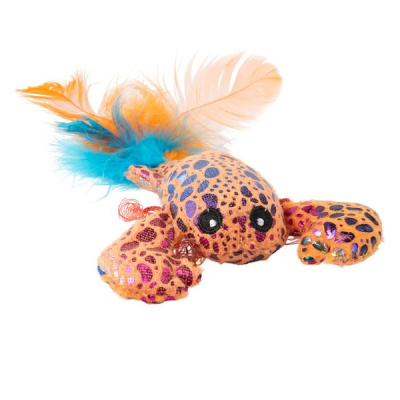 Игрушка МИСТЕР КРАНЧ Лобстер плюшевая для кошек с кошачьей мятой и пёрышками голубая 9 см