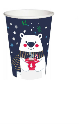Стакан картонный 250мл Мишка синий d=80 (50 шт в упаковке)