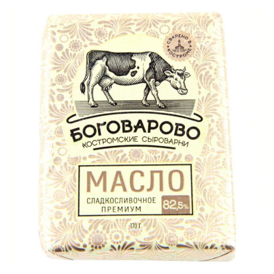 Масло БОГОВАРОВО Костромские сыроварни Премиум сладкосливочное несоленое 170г