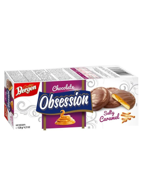 Печенье рассыпчатое Bergen с соленой карамелью в молочном шоколаде 128гр. 