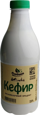 Кефир ЛЮБОНИ 2,5% 0,9л