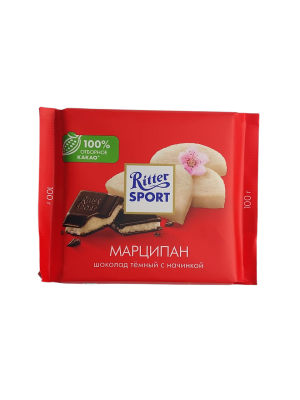 Шоколад Риттер спорт горький с марципаном, 100 г 