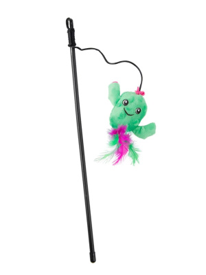 Игрушка МИСТЕР КРАНЧ для кошек Кактус плюшевая с кошачьей мятой и пёрышками зелёная 17 см