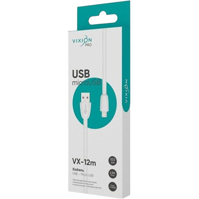 Кабель ВИКСИОН ПРО Микро USB кабель белый 1м