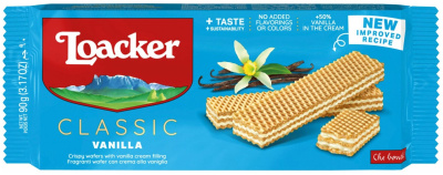 Вафли Loacker с ванильной начинкой, 90 гр.   