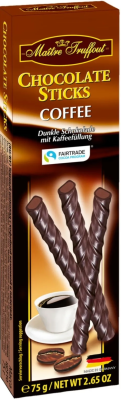 Шоколад в палочках Maitre Truffout с кофейной начинкой 75гр.