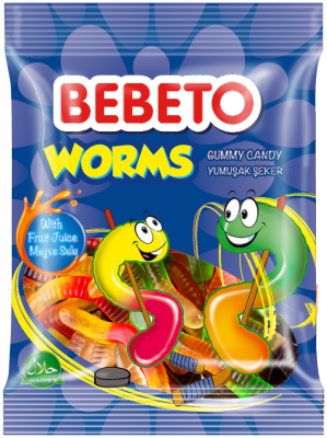 Мармелад Bebeto жевательный Worms, 80гр.