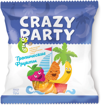 Мармелад жевательный Crazy Party Тропические фрукты, 70г Азовская КФ