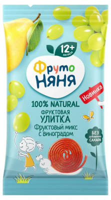 Фруктовые кусочки из яблок, груш, слив и винограда (улитки) 15 г ФрутоНяня