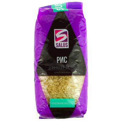 Рис длиннозернистый обработанный паром 800г Salus