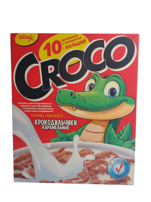 Сухие завтраки Krosby CROCO крокодильчики карамельные, 200гр.