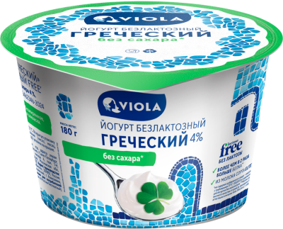 Йогурт Греческий безлактозный 4% 180 г FREE