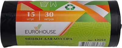 Мешки для мусора ЕВРОХАУС 30л 15шт