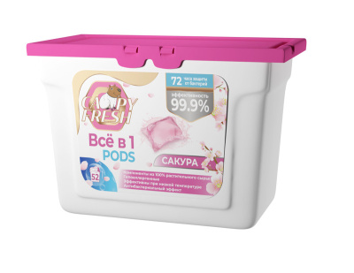 Капсулы для стирки CAPYFRESH Сакура 52шт. 416гр. пл. контейнер