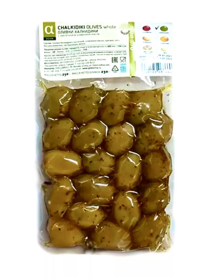 Оливки Халкидики А серия с косточкой 250г
