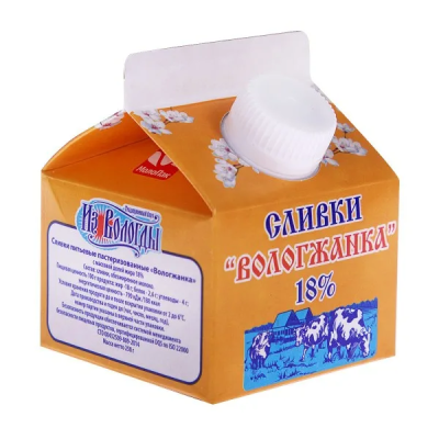 Сливки ВОЛОГЖАНКА 18% 250г