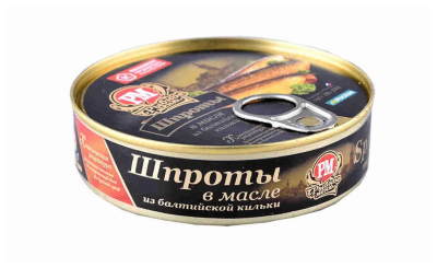 Шпроты в масле из балтийской кильки «Рыбное меню» 160 г ж/б За Родину