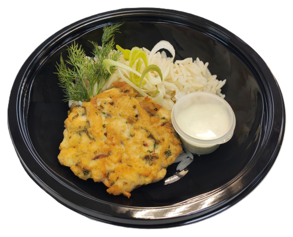 Оладьи из форели с рисом басмати и соусом Тар-Тар 240гр 90/120/30 "Маркет Первых"