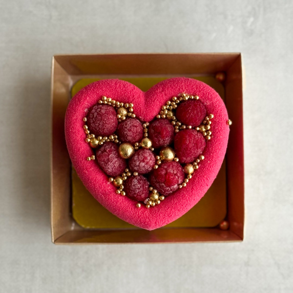 Бенто-торт Сердце с малиной 385 гр "Десерт Фентези" заморозка